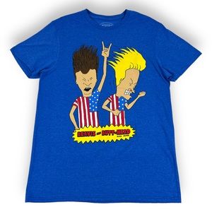 Beavis and Butt Head SIZE MED T-Shirt US Flag Patriotic Head Bang MTV Mike Judge